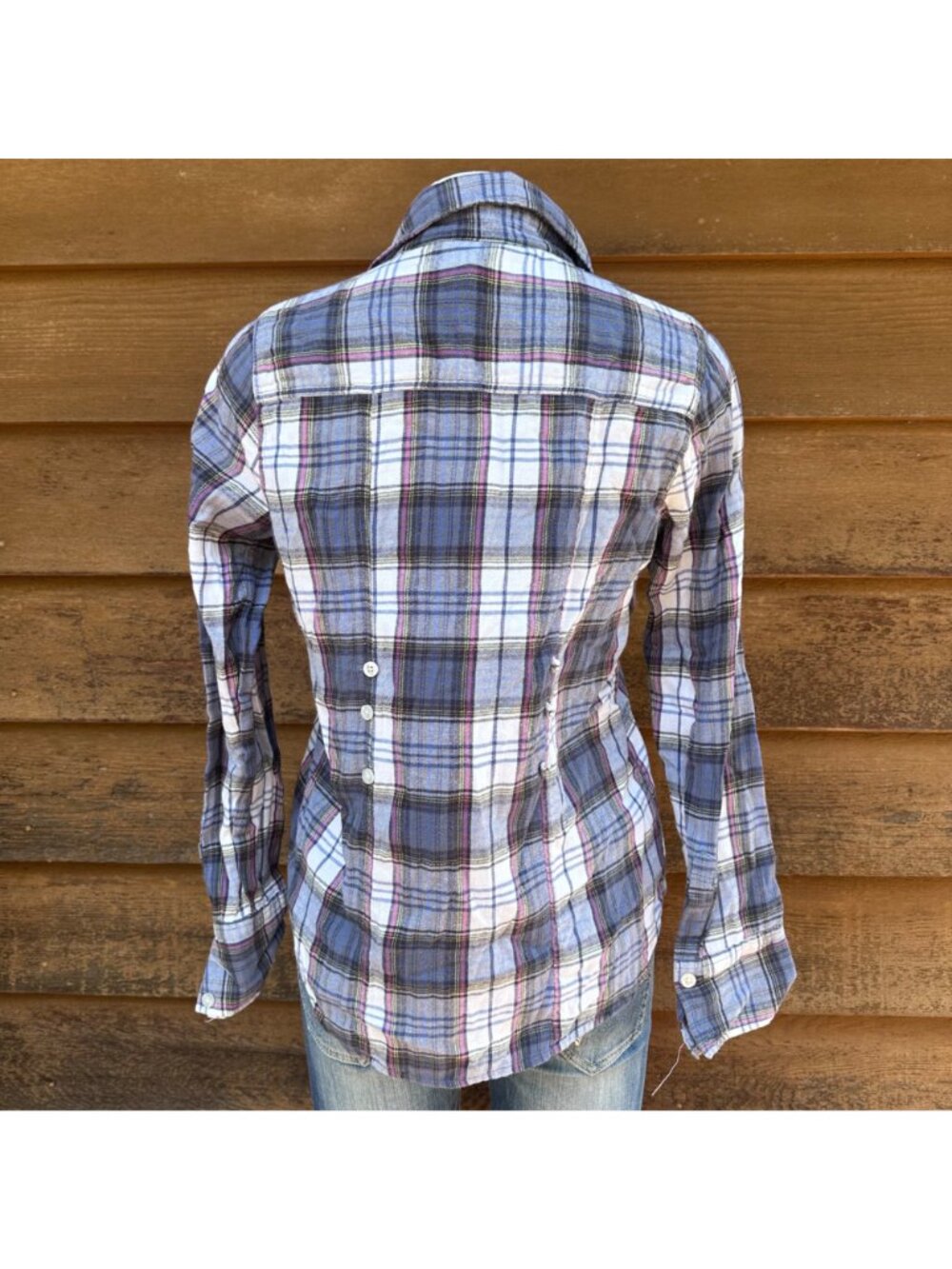 Roxy Y2K Plaid Print Button-Up Shirt Size L Long Sleeve Casual Top - Picture 3 of 10